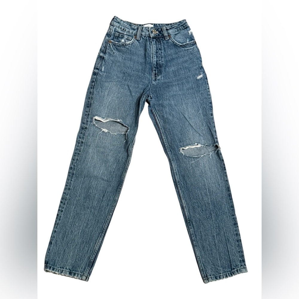 High-Rise Ripped Jeans - Blue - Picture 3 of 5